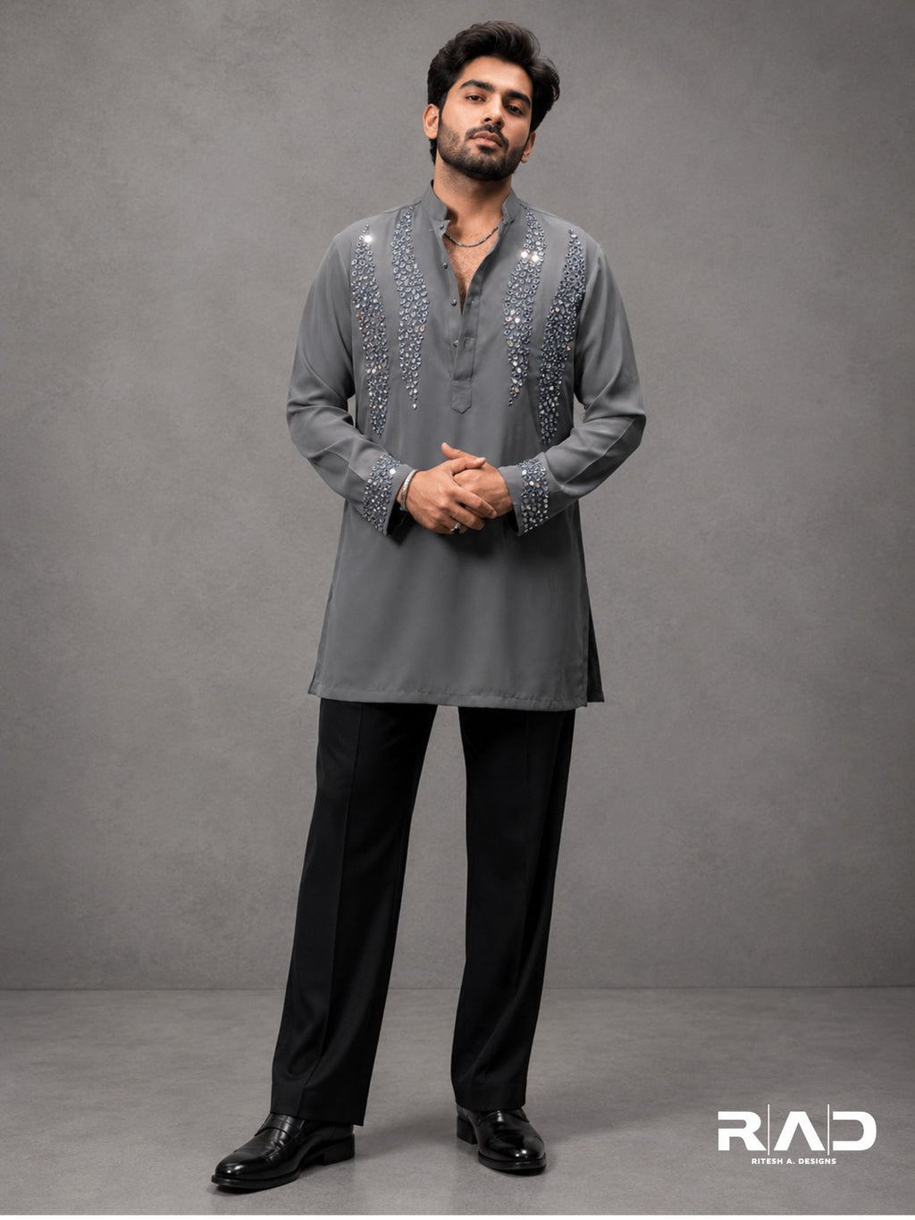 Grey Mirror Kurta