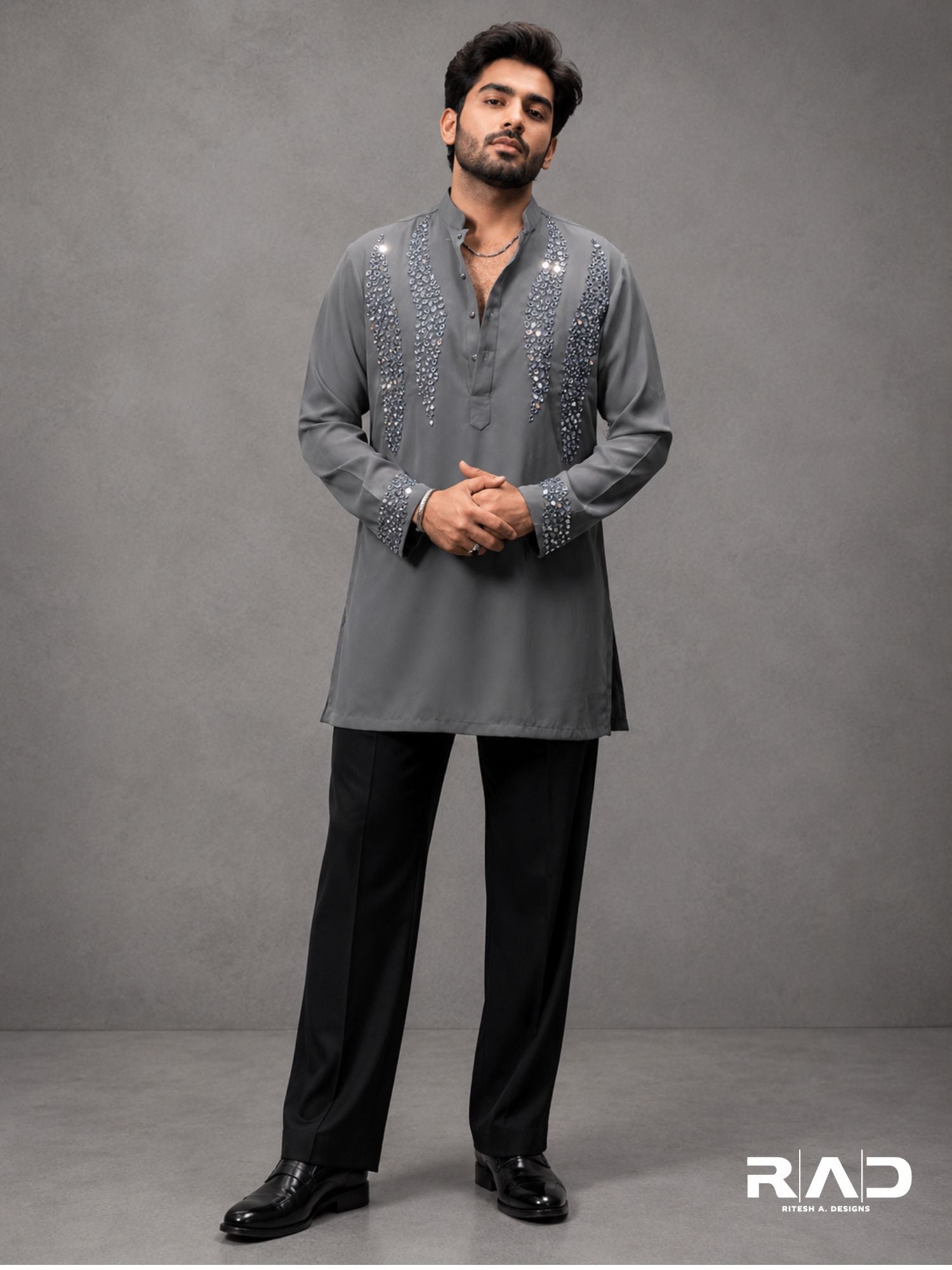 Grey Mirror Kurta