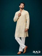 Crème Tissue Bird Kurta