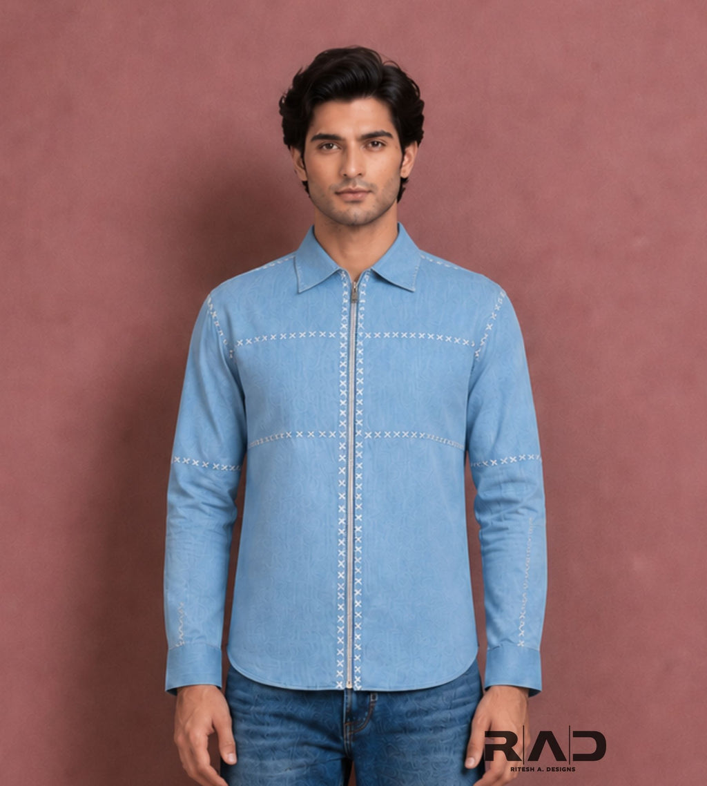 White Stitch Zipper shirt