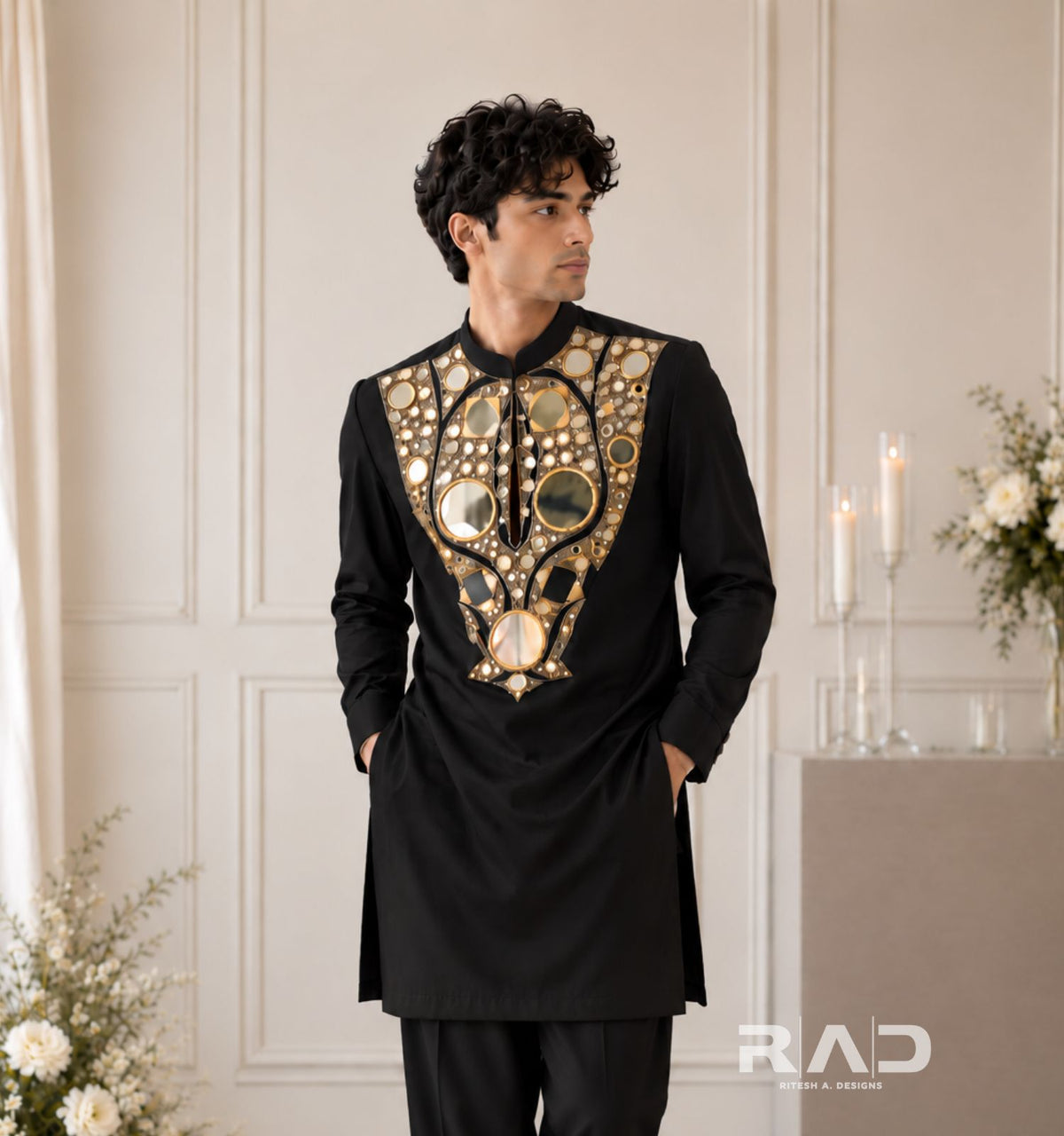 Black Sheesh Mahal Kurta
