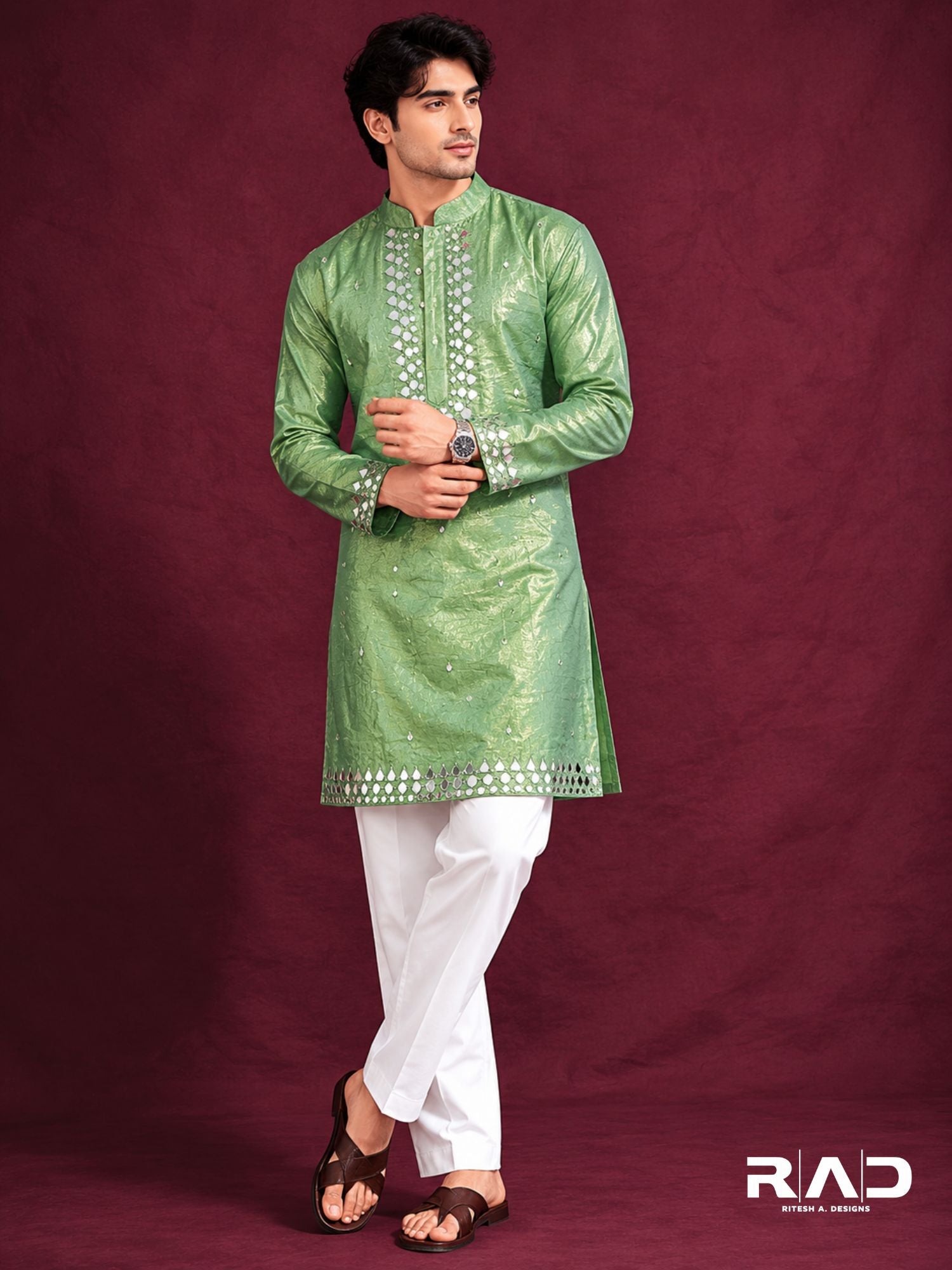 Emerald Mirror Handcrafted Kurta