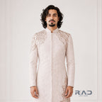 Aarushveer Ivory Signature Embroidered Sherwani