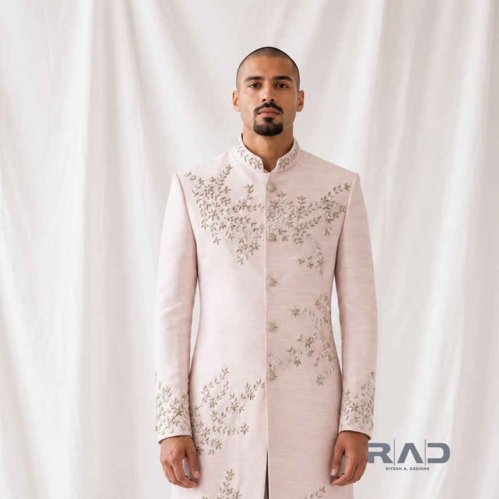 Pushpansh Blush Floral Embroidered Sherwani