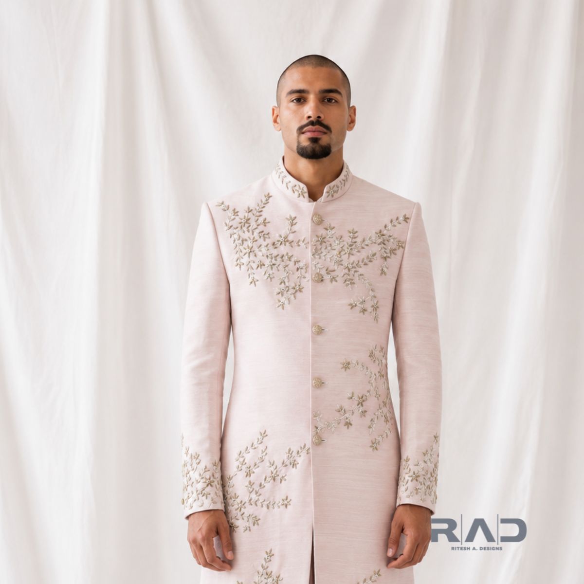 Pushpansh Blush Floral Embroidered Sherwani