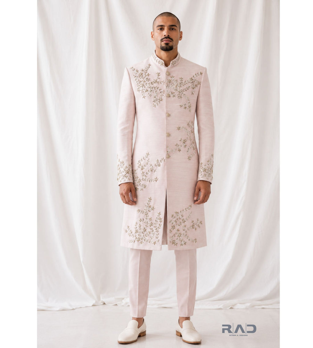 Pushpansh Blush Floral Embroidered Sherwani
