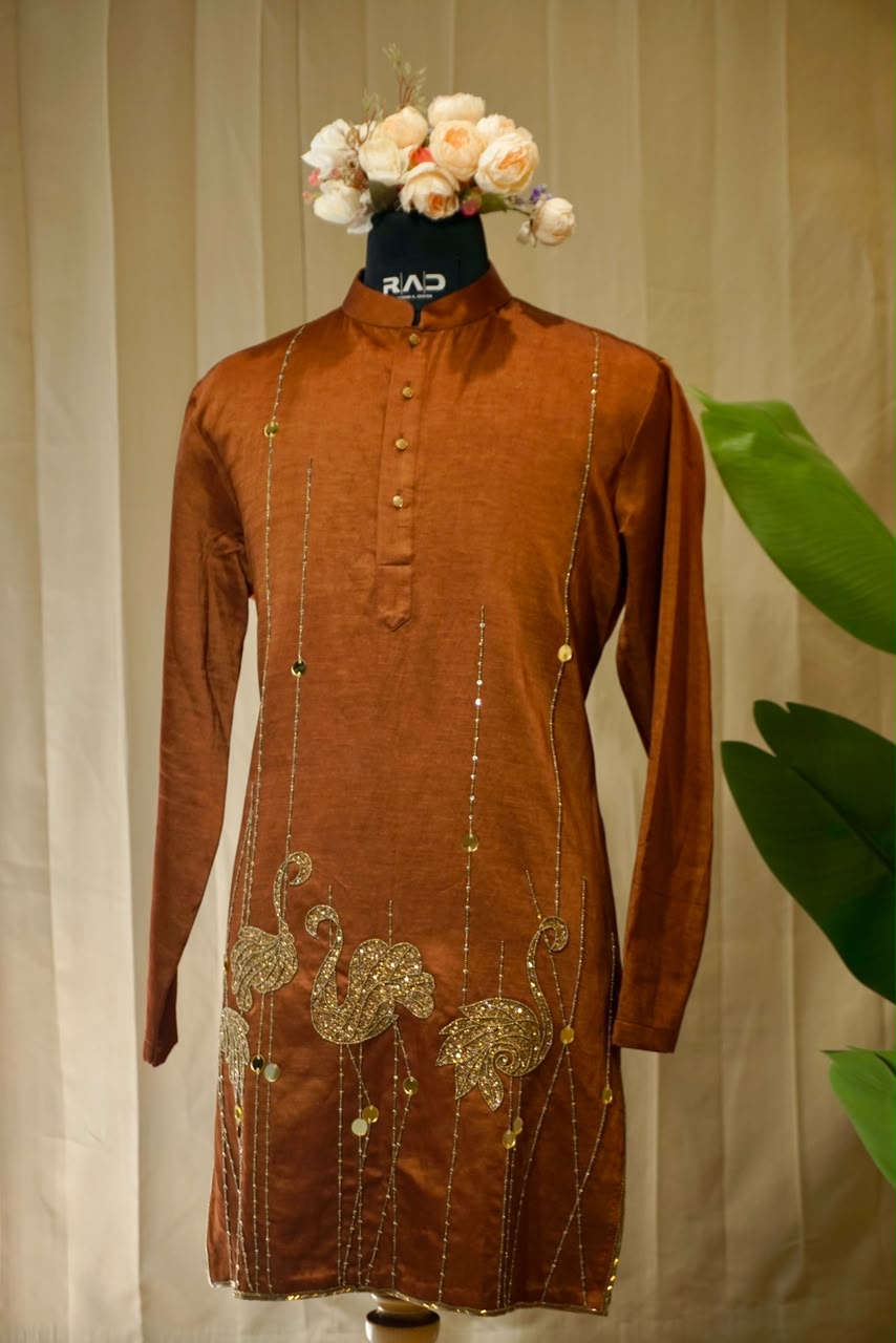 Copper Mayur Embroidered Kurta