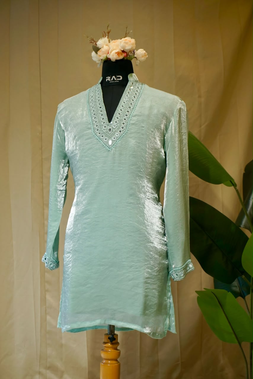 Mint Aura Embroidered Kurta