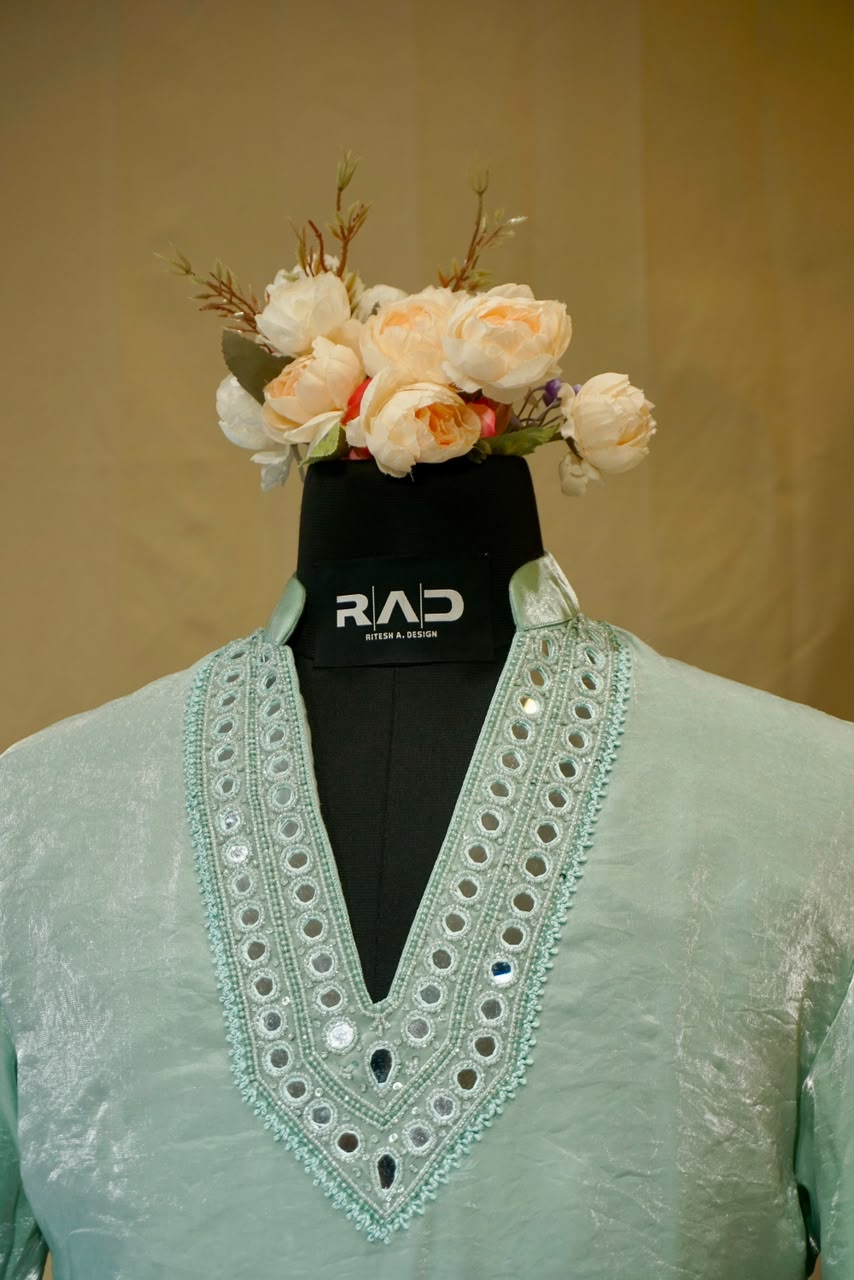 Mint Aura Embroidered Kurta
