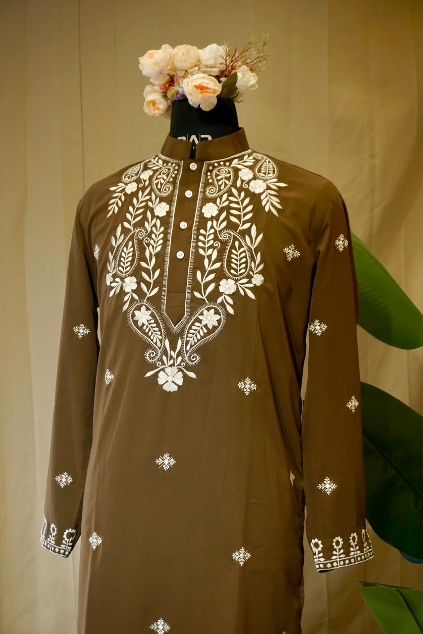 Cocoa Floral Kurta