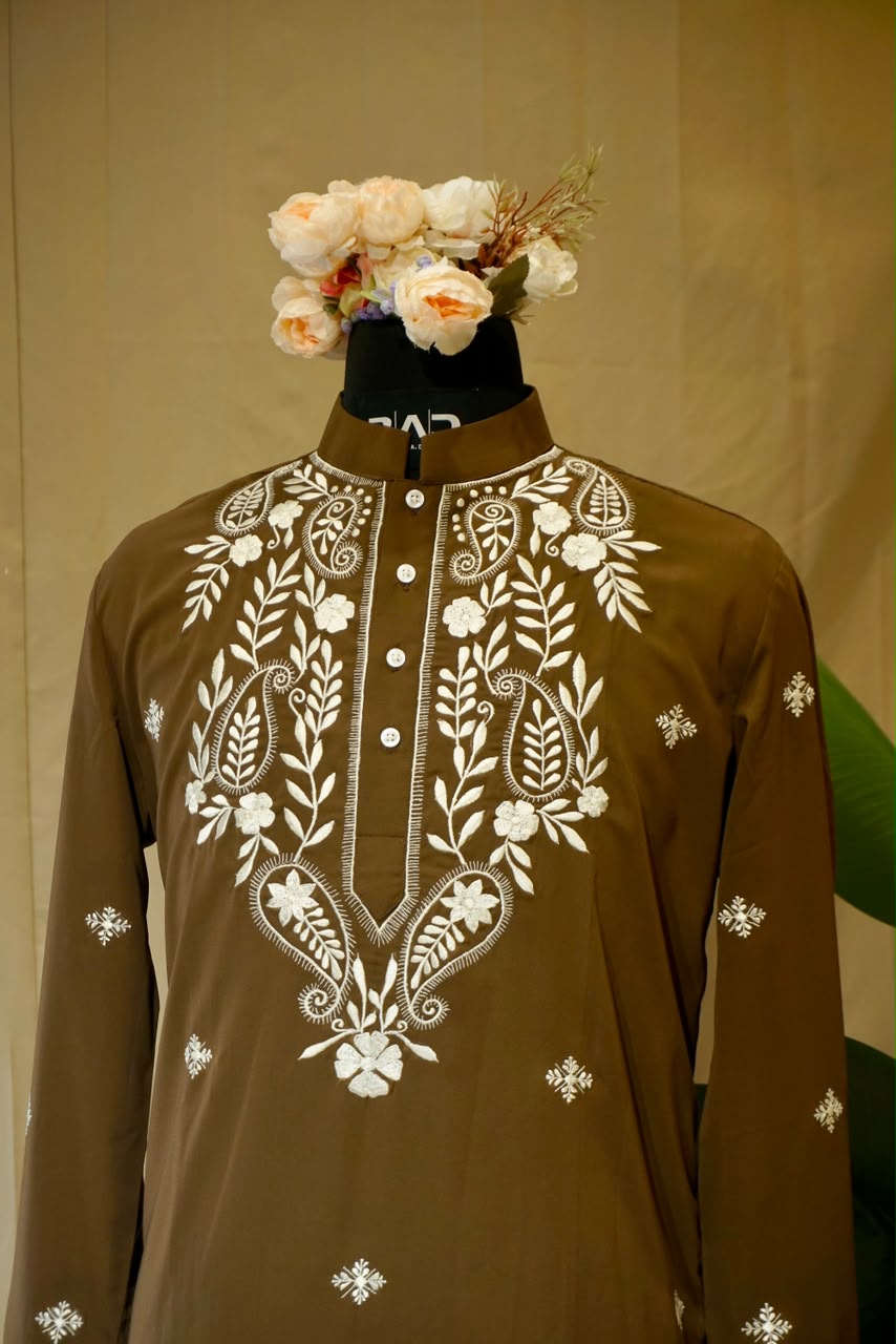 Cocoa Floral Kurta