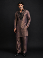 Zarqash Brown Tissue Kurta Set