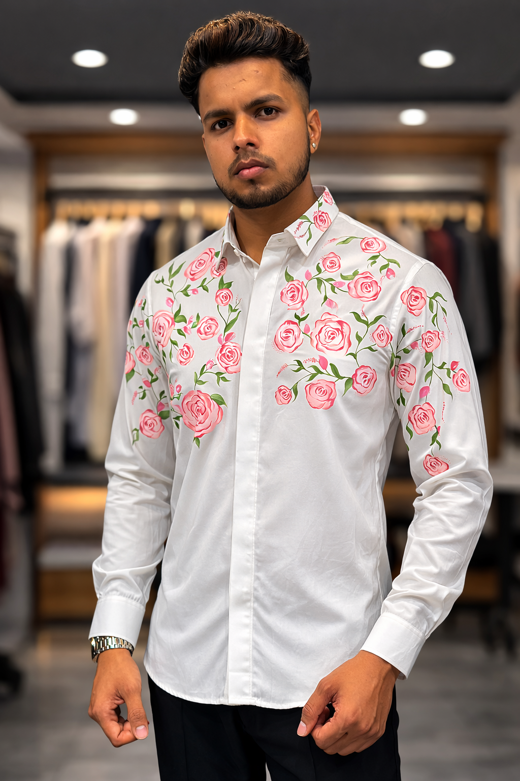 White Floral Shirt