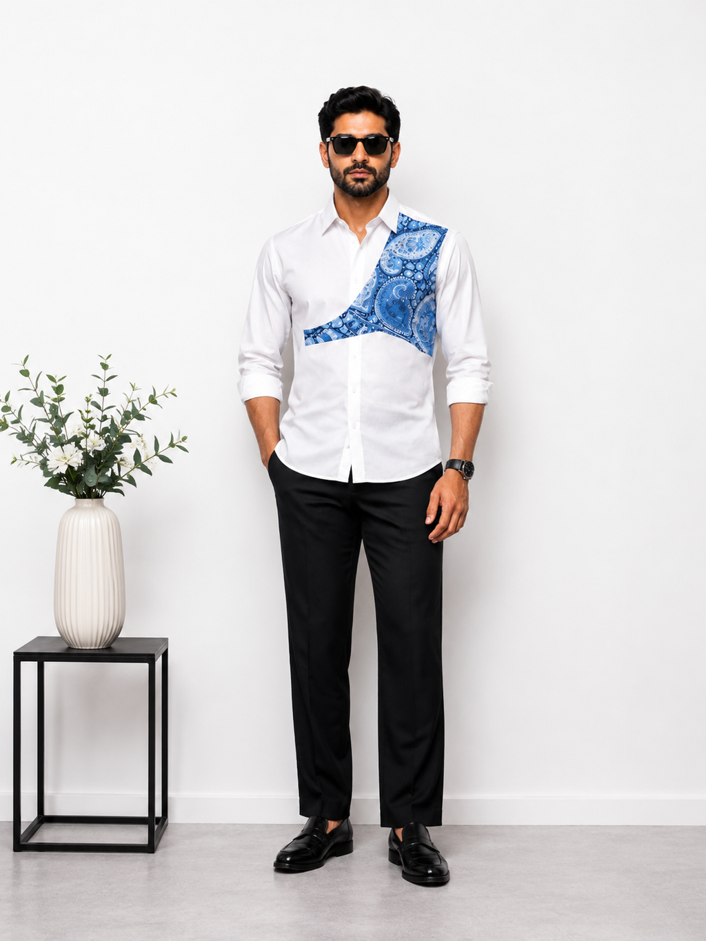 Blue Paisley Pattern Shirt