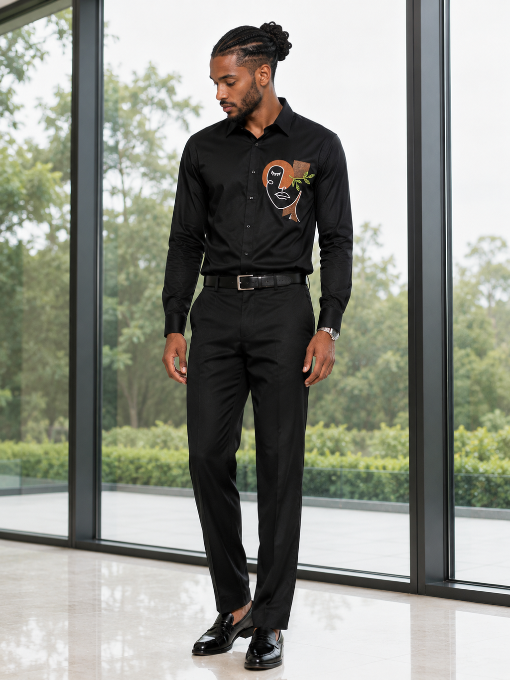 Abstract Portrait Black Shirt