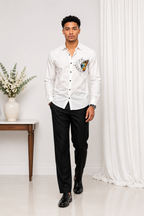 White Butterfly Print Shirt