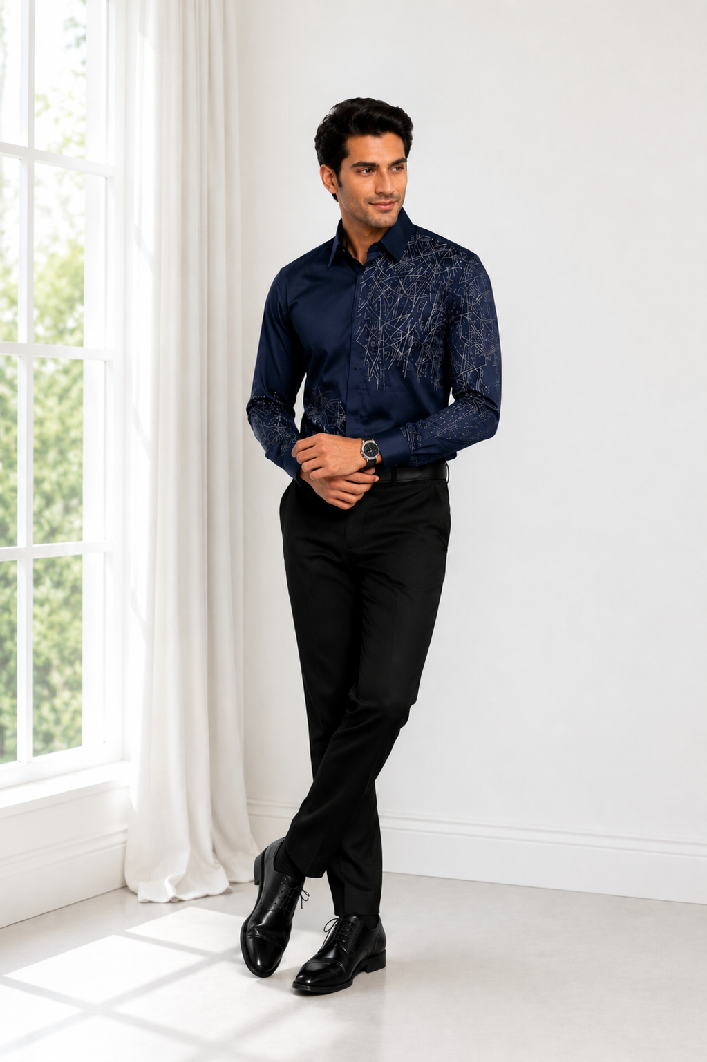 Abstract Linework Formal Shirt