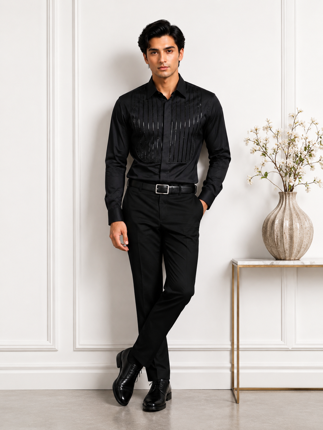 Black Pintuck  Shirt