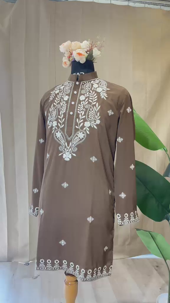 Cocoa Floral Kurta